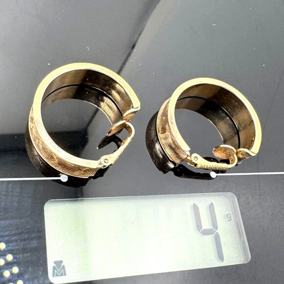 Sarah Coventry Vtg Goldtone Clip-On Earrings Thumbprint Texture Chunky Statement - Picture 7 of 8